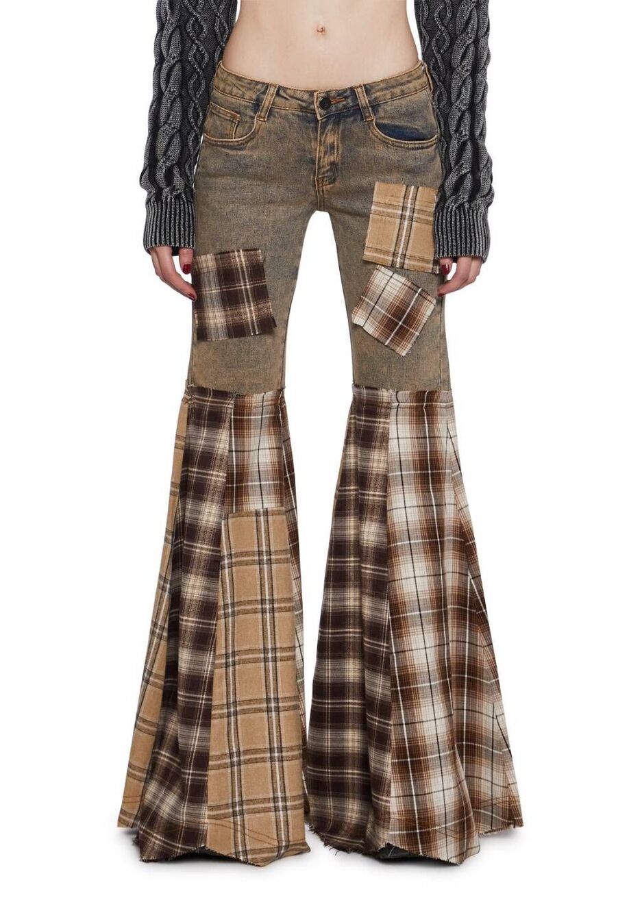 Darker Wavs Warp Patchwork Flare Jeans